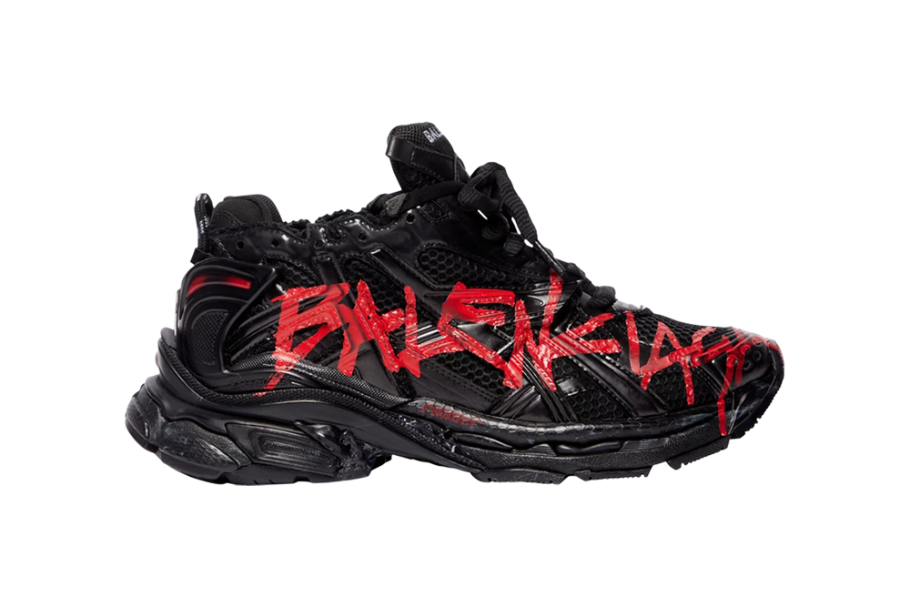 Runner Graffiti Sneaker in Red and black mesh and nylon - Image 2