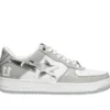 BapeSta White Leather Silver Logo Shoes Replicas