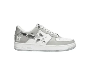 BapeSta White Leather Silver Logo Shoes Replicas