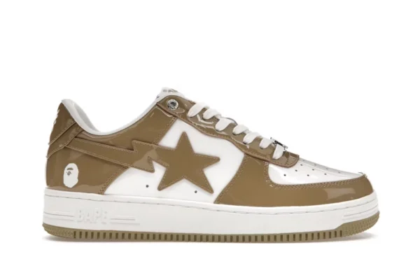 A Bathing Ape Bape Sta Patent Leather White Khaki (2023) - Image 2