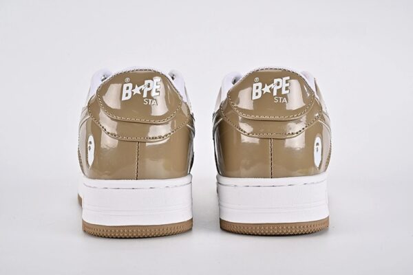 A Bathing Ape Bape Sta Patent Leather White Khaki (2023) - Image 5
