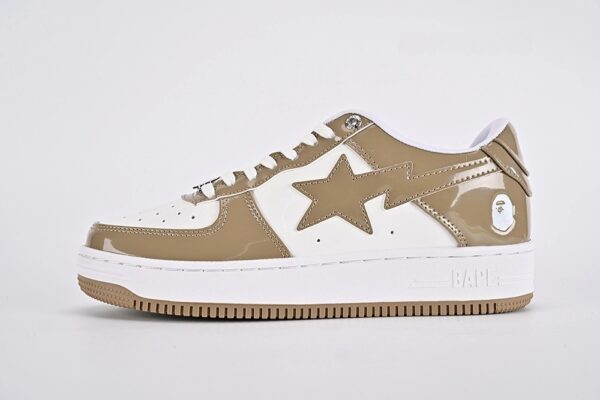 A Bathing Ape Bape Sta Patent Leather White Khaki (2023) - Image 8