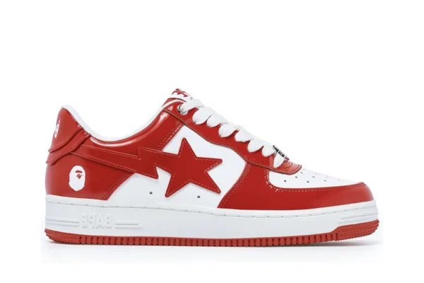 A Bathing Ape Bape Sta Patent Leather White Red Reps - Image 2