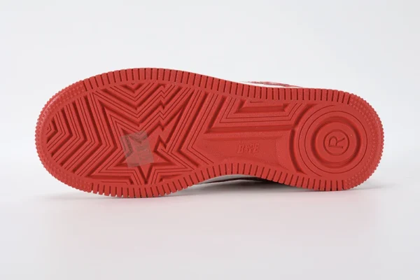A Bathing Ape Bape Sta Patent Leather White Red Reps - Image 5