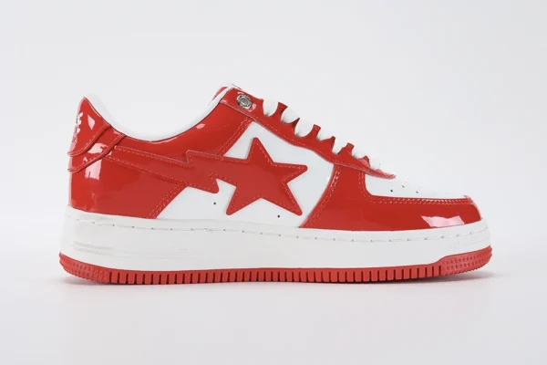 A Bathing Ape Bape Sta Patent Leather White Red Reps - Image 4