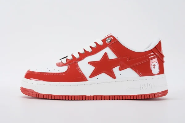 A Bathing Ape Bape Sta Patent Leather White Red Reps - Image 3