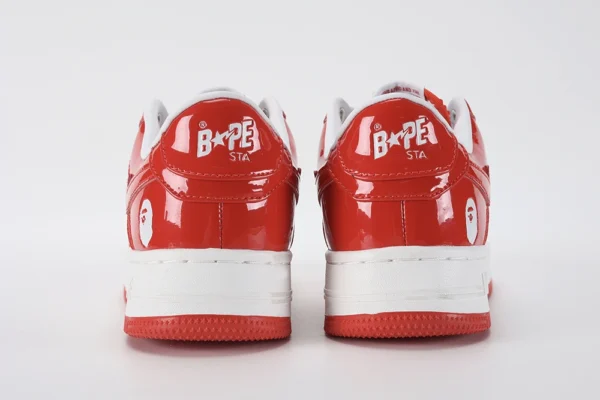 A Bathing Ape Bape Sta Patent Leather White Red Reps - Image 6