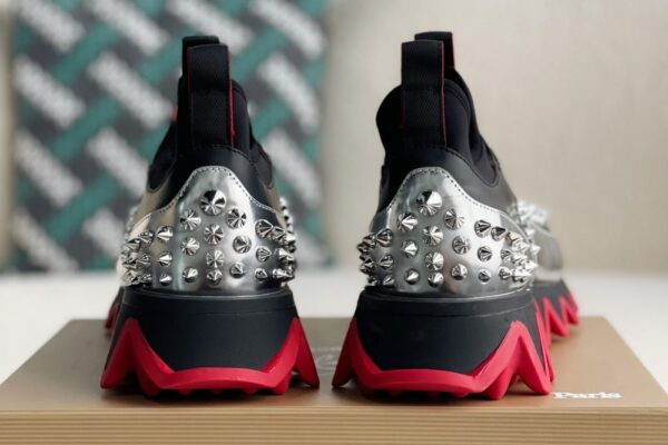 Christian Loubouti Sharkyloub SP Spikes Black and Silver - Image 3