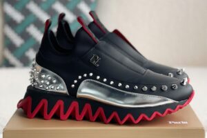 Christian Loubouti Sharkyloub SP Spikes Black and Silver