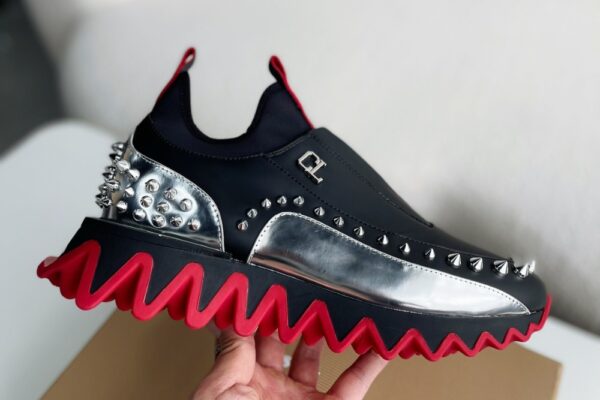 Christian Loubouti Sharkyloub SP Spikes Black and Silver - Image 5