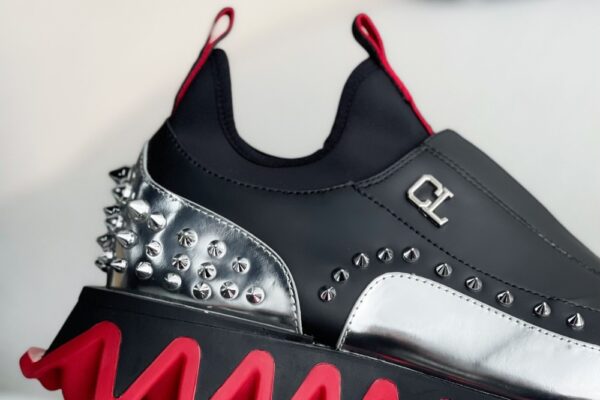 Christian Loubouti Sharkyloub SP Spikes Black and Silver - Image 6