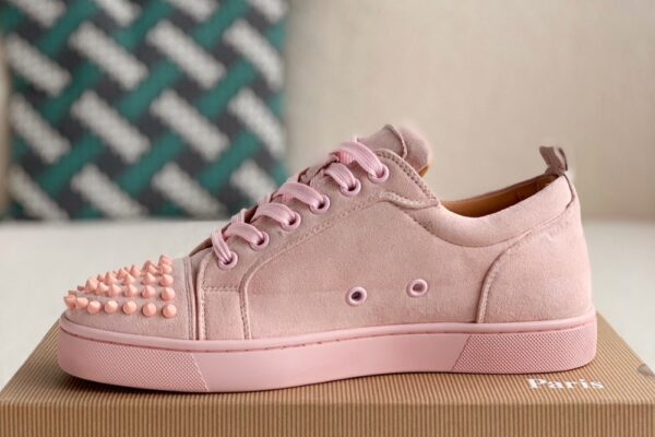 Christian Louboutin Louis Junior Spikes Suede Pink - Image 3