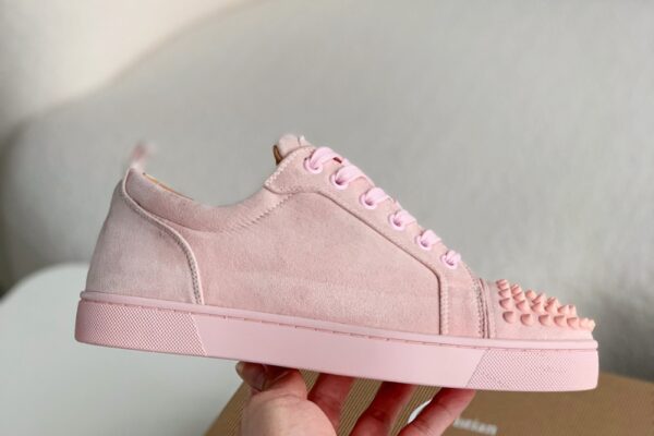 Christian Louboutin Louis Junior Spikes Suede Pink - Image 5