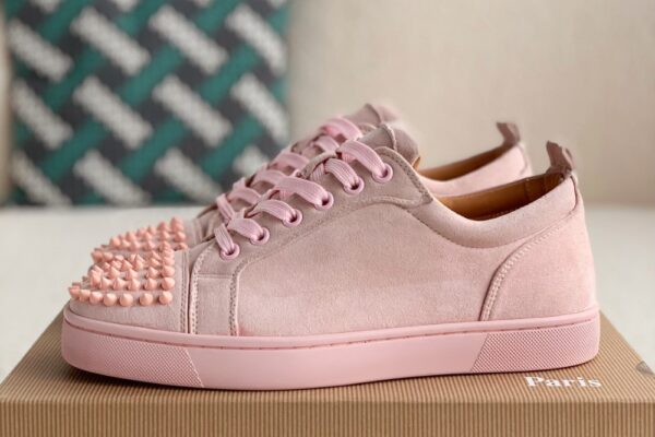 Christian Louboutin Louis Junior Spikes Suede Pink - Image 9