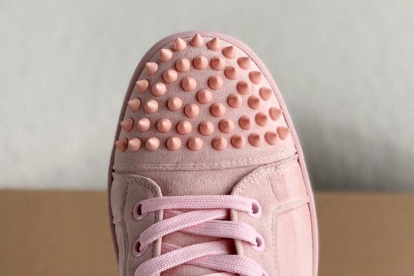 Christian Louboutin Louis Junior Spikes Suede Pink - Image 8