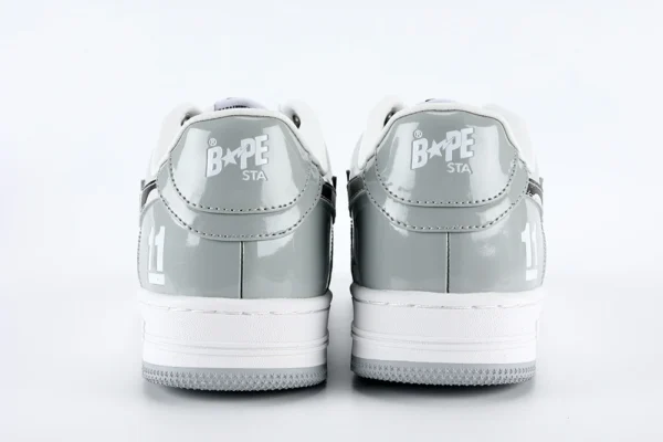 BapeSta White Leather Silver Logo Shoes Replicas - Image 3