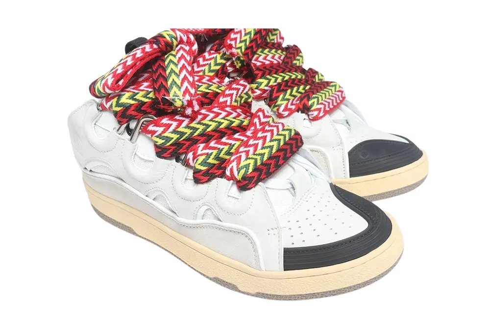 Lanvin Curb Leather and Glitter Sneakers ‘White’ REPS