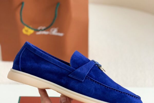 Loro Piana Summer Walk Loafers Suede - Blue - Image 3