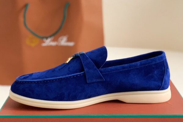 Loro Piana Summer Walk Loafers Suede - Blue - Image 4