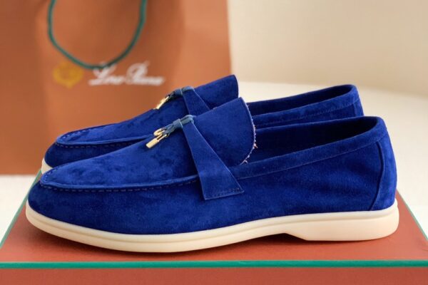 Loro Piana Summer Walk Loafers Suede - Blue - Image 2