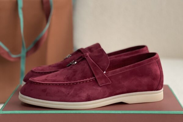 Loro Piana Summer Walk Loafers Suede - Burgundy - Image 2