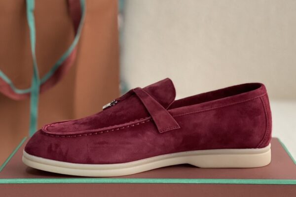 Loro Piana Summer Walk Loafers Suede - Burgundy - Image 4