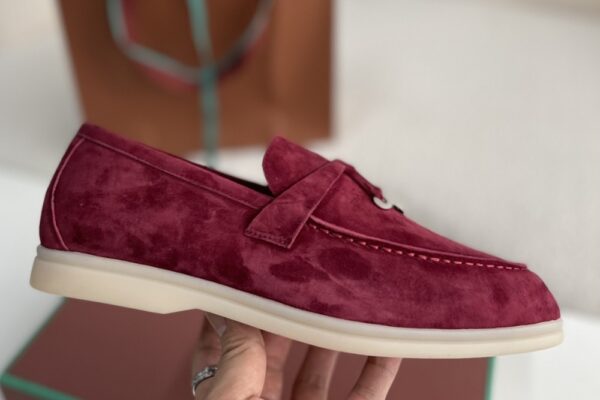 Loro Piana Summer Walk Loafers Suede - Burgundy - Image 6