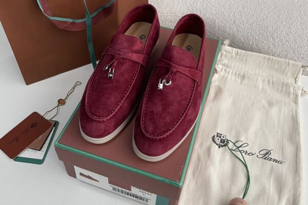 Loro Piana Summer Walk Loafers Suede - Burgundy - Image 8