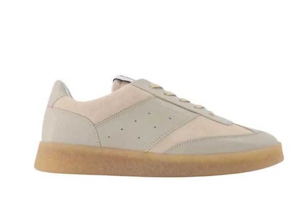 Maison Martin Margiela 6 Court Sneaker in Beige Leather - Image 2