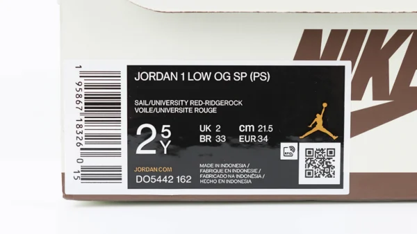 KID SIZE  Travis Scott x Air Jordan 1 Low OG PS ‘Reverse Mocha’ - Image 8
