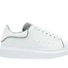 ALEXANDER MCQUEEN  LEATHER PLATFORM TRAINERS SNEAKERS GRAY-WHITE REPLICA