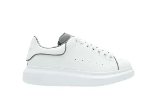ALEXANDER MCQUEEN  LEATHER PLATFORM TRAINERS SNEAKERS GRAY-WHITE REPLICA
