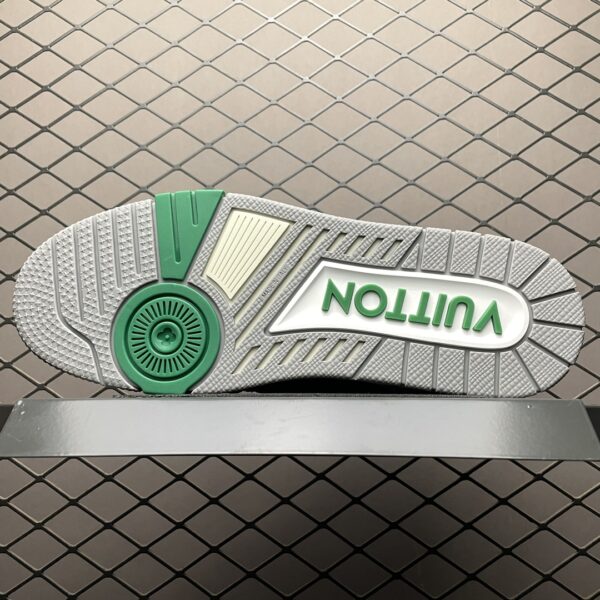 LOUIS VUITTON Trainer Low Top Board Shoes Black White Green - Image 5